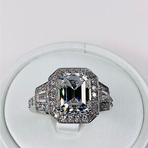 Moissanite Emerald Cut 5 ctw Ring GRA CERTIFIED